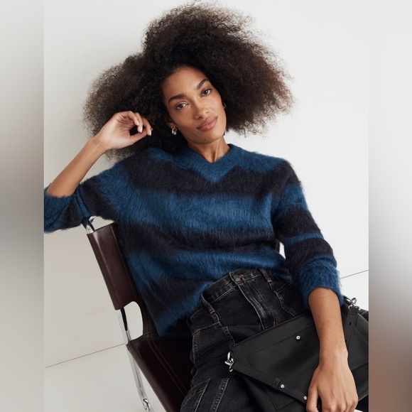 Madewell Sweaters - Madewell Brushed V-Neck Sweater in Brushed Lapis Blue Alpaca Wool Blend